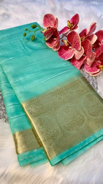 Organza Silk Sarees with Zari Jacquard Border at Wholesale Rates Organza Sarees Wholesale