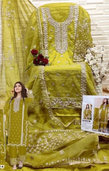 Organza With Embroidered Work Pakistani Suit  Embroidery Suits Wholesale