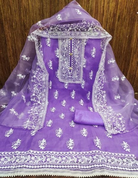 organza With Thread Work Drees material  Punjabi Dress Materials Wholesale