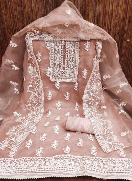 organza With Thread Work Drees material  Punjabi Dress Materials Wholesale