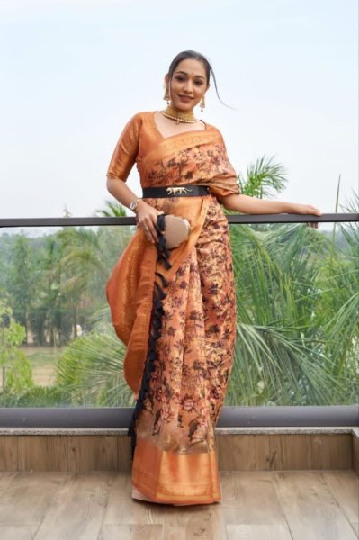 Organza Zari Silk Saree Organza Sarees Wholesale
