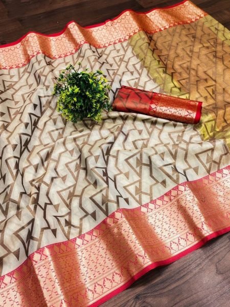  Organza Zari Weaving Jacquard Saree Organza Sarees Wholesale