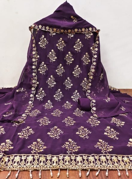 Original Georgette Suit Material with Heavy Jari Work and Dupatta Wholesale Collection Color Set Matching Dress Material Wholesale