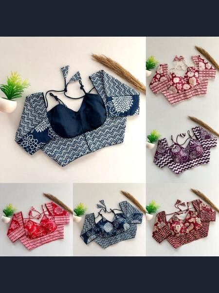 Original Handpainted Cotton Readymade Blouse At Wholesale Rates 