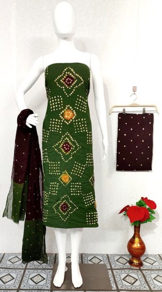 Original Potli Cotton Bandhni Dress Material  Bandhani Dress Material