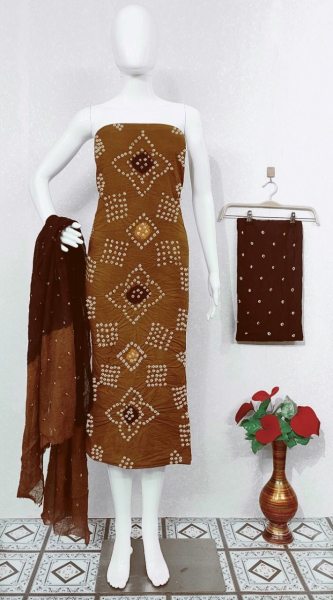 Original Potli Cotton Bandhni Dress Material  Bandhani Dress Material