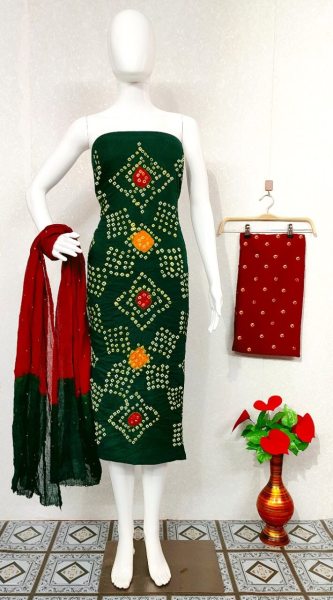 Original Potli Cotton Bandhni Dress Material  Bandhani Dress Material