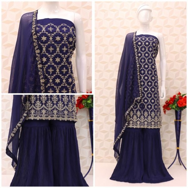 OS 1039 Heavy Daimond Georgette With Embroidery Coding & Sequence Work  Plazzo Suit Designer Plazzo Salwar Suits Wholesale