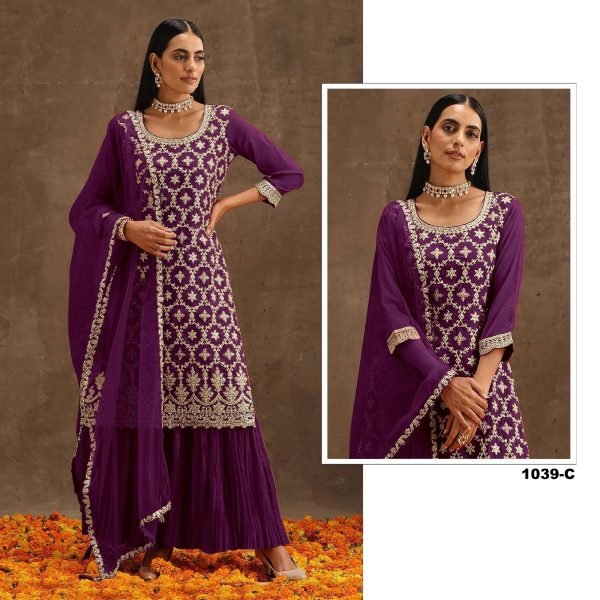 OS 1039 Heavy Daimond Georgette With Embroidery Coding & Sequence Work  Plazzo Suit Designer Plazzo Salwar Suits Wholesale