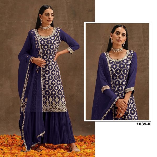 OS 1039 Heavy Daimond Georgette With Embroidery Coding & Sequence Work  Plazzo Suit Designer Plazzo Salwar Suits Wholesale