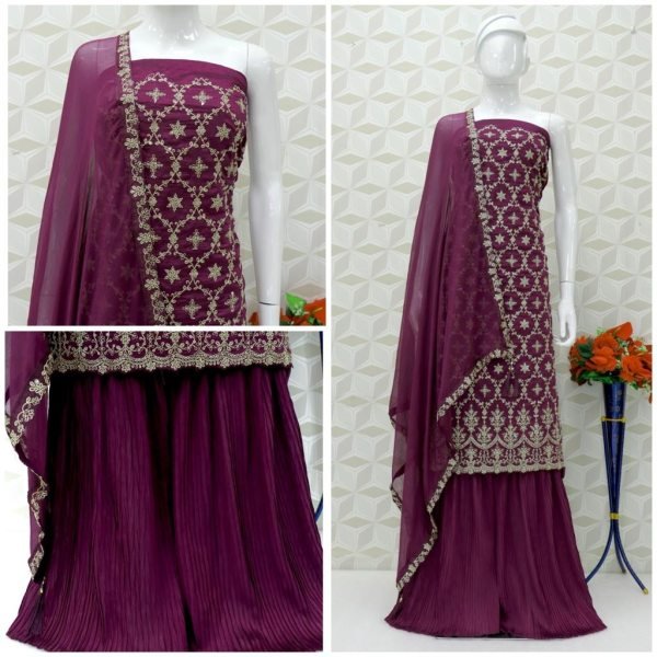 OS 1039 Heavy Daimond Georgette With Embroidery Coding & Sequence Work  Plazzo Suit Designer Plazzo Salwar Suits Wholesale