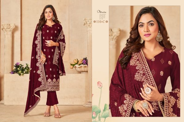 OS 110 Blooming vichitra with embrodery Work Salwar Suit Churidar Salwar Suits Wholesale