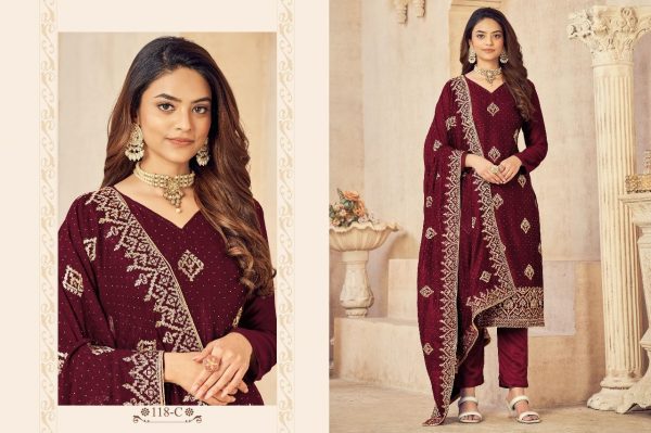 OS 118  vichitra  Silk with embrodery Work  Salwar Suit collection  Churidar Salwar Suits Wholesale