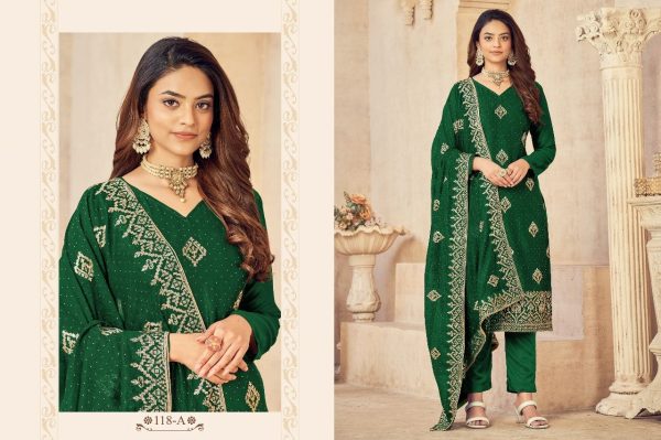 OS 118  vichitra  Silk with embrodery Work  Salwar Suit collection  Churidar Salwar Suits Wholesale