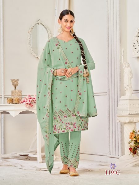 OS  119 Heavy Georgette With Embrodery Suit Collection  Churidar Salwar Suits Wholesale