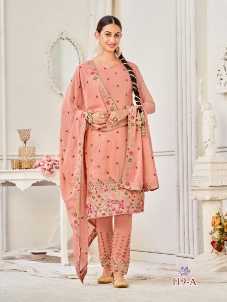 OS  119 Heavy Georgette With Embrodery Suit Collection  Churidar Salwar Suits Wholesale