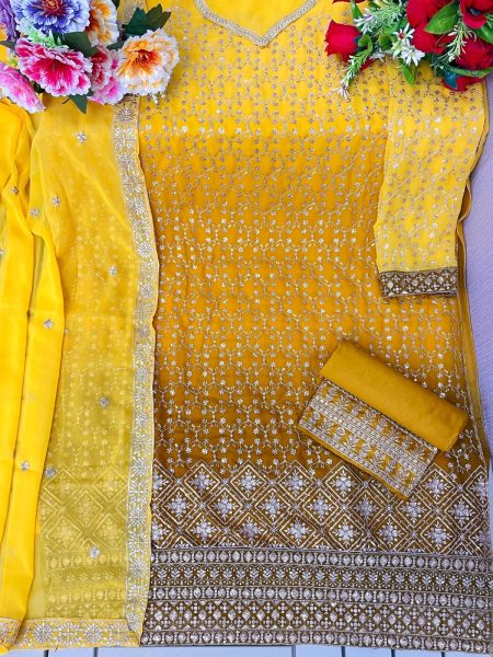 OS  4104 Heavy Faux Georgette Padding With Embroidery Work Suit Collection Churidar Salwar Suits Wholesale