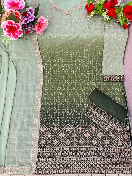 OS  4104 Heavy Faux Georgette Padding With Embroidery Work Suit Collection Churidar Salwar Suits Wholesale