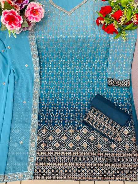 OS  4104 Heavy Faux Georgette Padding With Embroidery Work Suit Collection Churidar Salwar Suits Wholesale