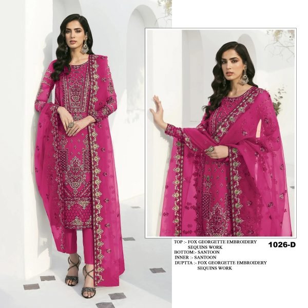 Pakisatn  1026 Heavy Georgette With Heavy Embroidery  Beautiful Sequence Work Suit Pakistani Suits Wholesale