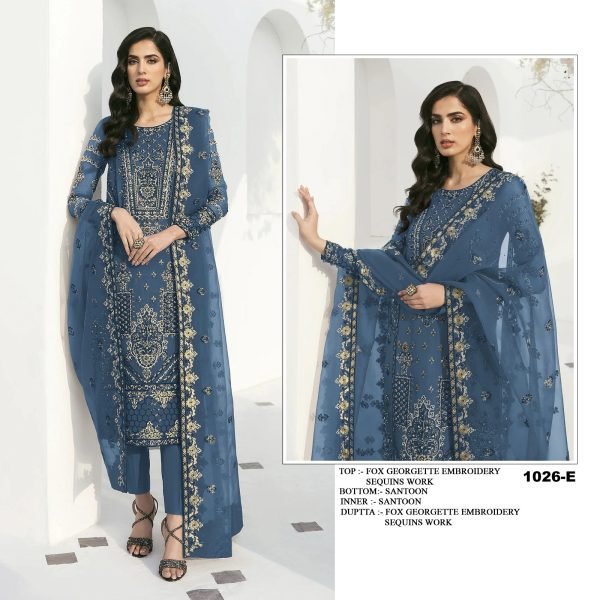 Pakisatn  1026 Heavy Georgette With Heavy Embroidery  Beautiful Sequence Work Suit Pakistani Suits Wholesale