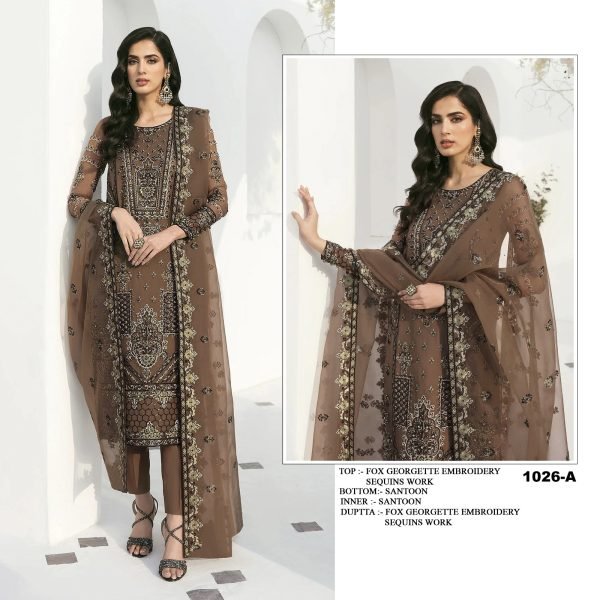 Pakisatn  1026 Heavy Georgette With Heavy Embroidery  Beautiful Sequence Work Suit Pakistani Suits Wholesale