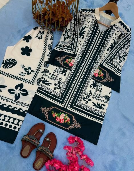 Pakistani Style Crepe Palazzo Set with Digital Print Ready to Wear Elegance Ready To Wear Collection