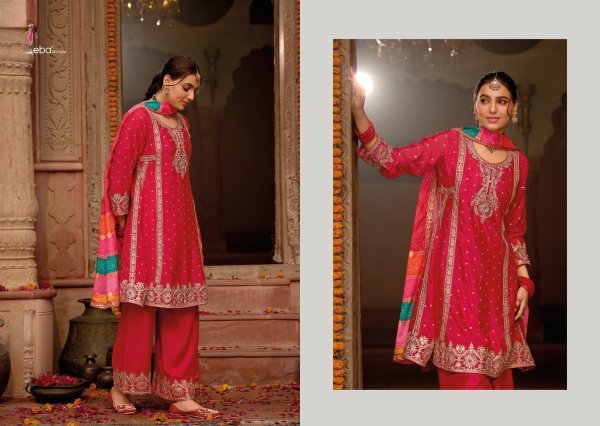 Pakistani Style Embroidered Suit by Eba Gajari Chinon Partywear Salwar Kameez for Women Designer Plazzo Salwar Suits Wholesale