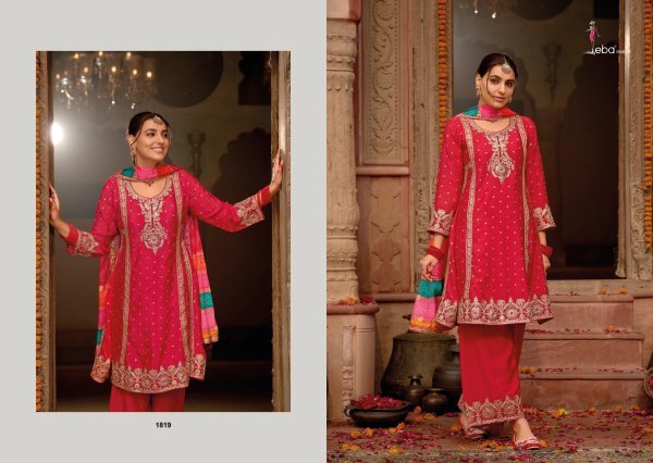 Pakistani Style Embroidered Suit by Eba Gajari Chinon Partywear Salwar Kameez for Women Designer Plazzo Salwar Suits Wholesale