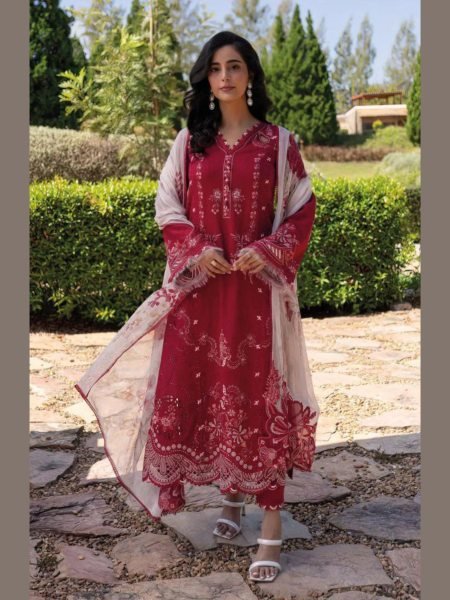 Pakistani Style Heavy Cotton Embroidered Suit Set Affordable Salwar Kameez with Printed Dupatta for Daily Wear