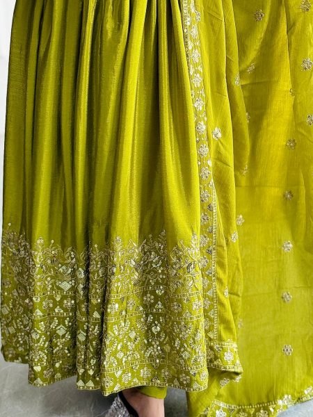 Parrot Green Embroidered Anarkali Suit  With Dupatta   Online  Ready To Wear Collection