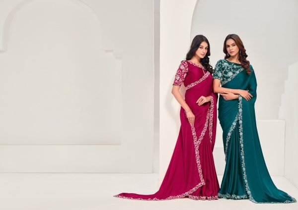 Party Wear Crape Satin Silk Saree Collection   Norita 43900 Series Saanjh Catalog Bollywood Fancy Sarees Wholesale