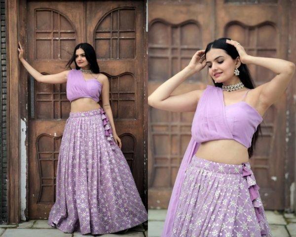 Party Wear Faux Georgette Embroidered Lehenga Choli Designer Lehenga Choli