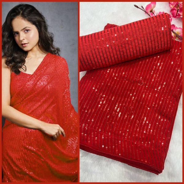 Party Wear Georgette Saree With Sequence Work  Georgette Sarees Wholesale
