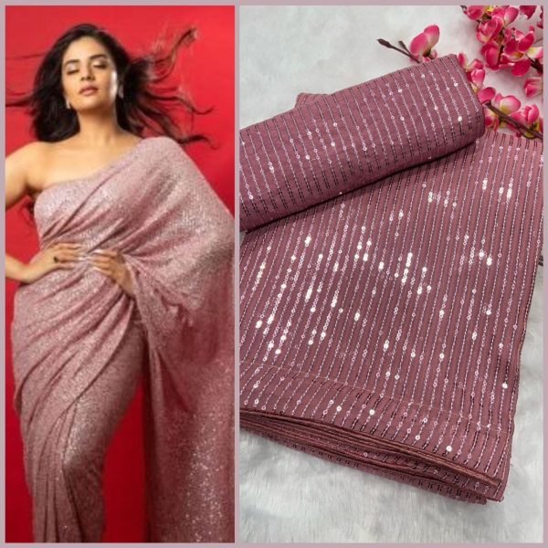 Party Wear Georgette Saree With Sequence Work  Georgette Sarees Wholesale