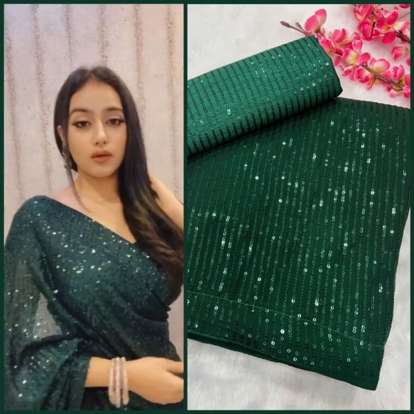 Party Wear Georgette Saree With Sequence Work  Georgette Sarees Wholesale