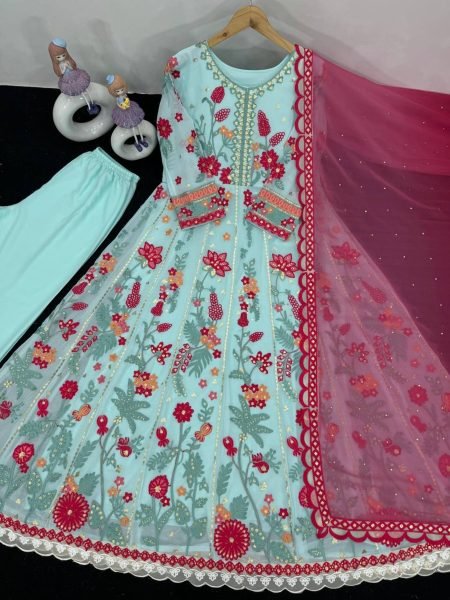 Party Wear Heavy Faux Georgette With Sequence Work Pakistani Style Suit Ready To Wear Collection