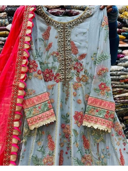Party Wear Heavy Faux Georgette With Sequence Work Pakistani Style Suit Ready To Wear Collection