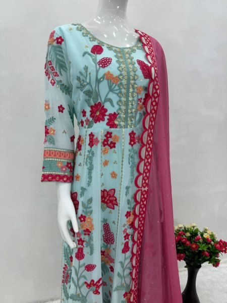 Party Wear Heavy Faux Georgette With Sequence Work Pakistani Style Suit Ready To Wear Collection