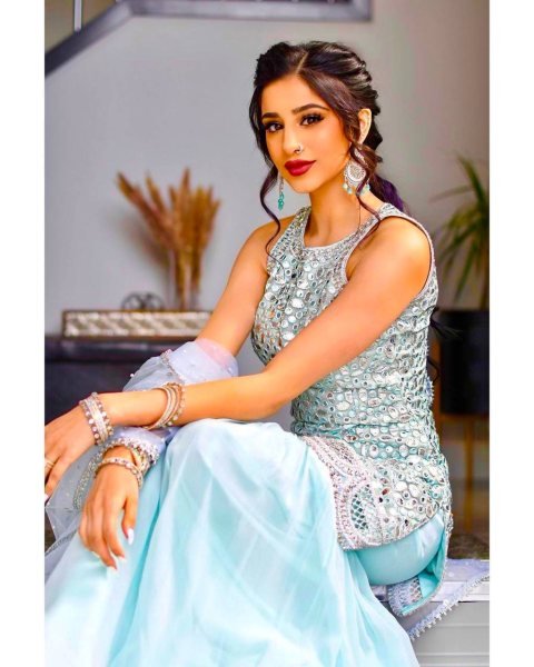 Party Wear Heavy Georgette Sequence Work Sharara Set  3 Piece Kurti Set