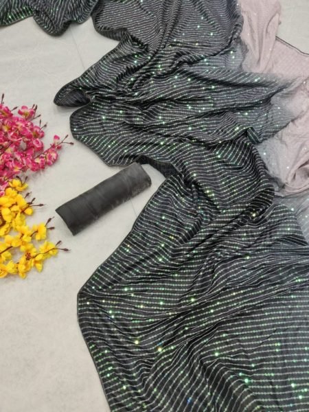 Party Wear Heavy Vichitra Silk Saree With Sequence Work  Silk Sarees Wholesale