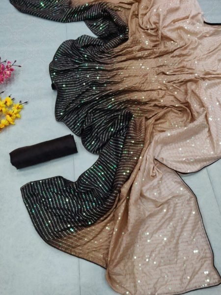 Party Wear Heavy Vichitra Silk Saree With Sequence Work  Silk Sarees Wholesale