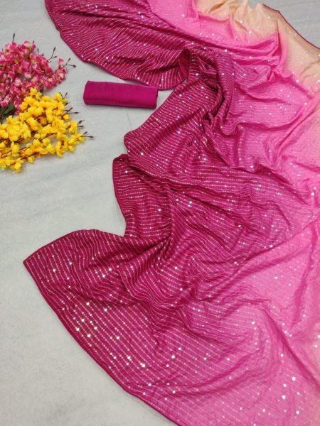 Party Wear Heavy Vichitra Silk Saree With Sequence Work  Silk Sarees Wholesale