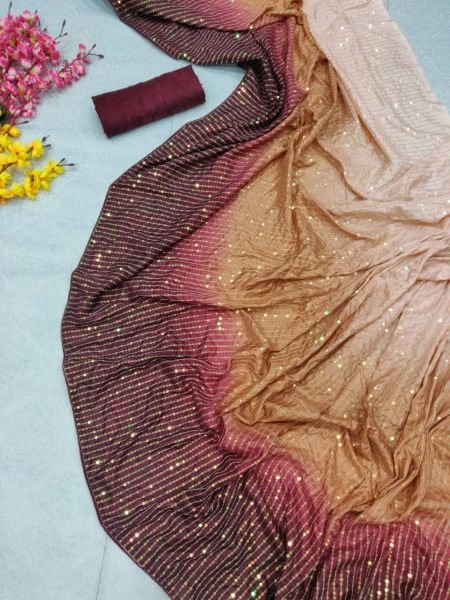 Party Wear Heavy Vichitra Silk Saree With Sequence Work  Silk Sarees Wholesale