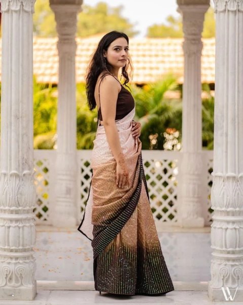 Party Wear Heavy Vichitra Silk Saree With Sequence Work  Silk Sarees Wholesale