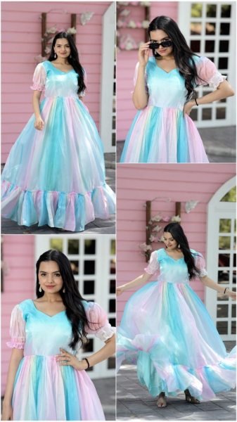 Party Wear Jimmy Silk Gown Wholesale Anarkali Kurtis 