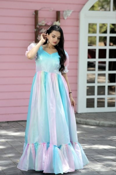 Party Wear Jimmy Silk Gown Wholesale Anarkali Kurtis 