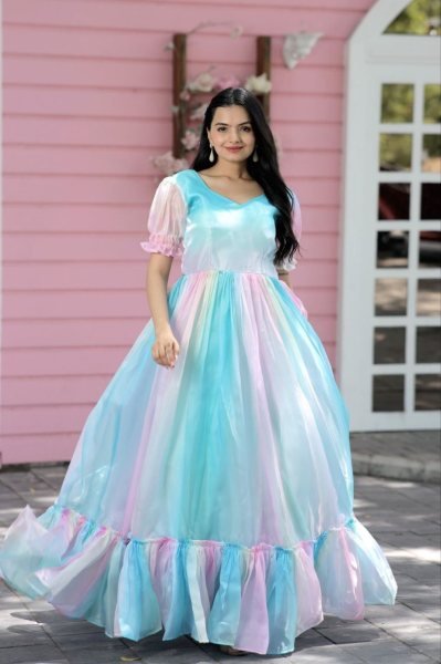 Party Wear Jimmy Silk Gown Wholesale Anarkali Kurtis 