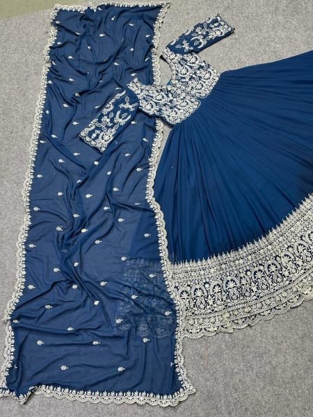 Party Wear Look Designer Fox Georgette Embroidery Gown With Dupatta Ready To Wear Collection