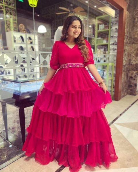 Party Wear Look Georgette Gown With Fancy Belt  Ready To Wear Collection